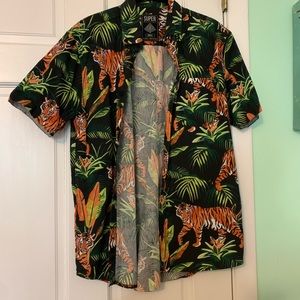 Tiger print men’s button down